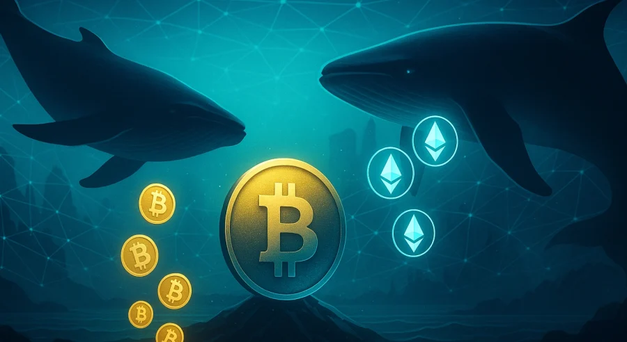 Bitcoin eladás, Ethereum vásárlás, mit művelnek a kriptós bálnák?